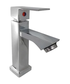 LLAVE LAVAMANOS BAJA AGUA FRÍA CUADRADA CROMADA